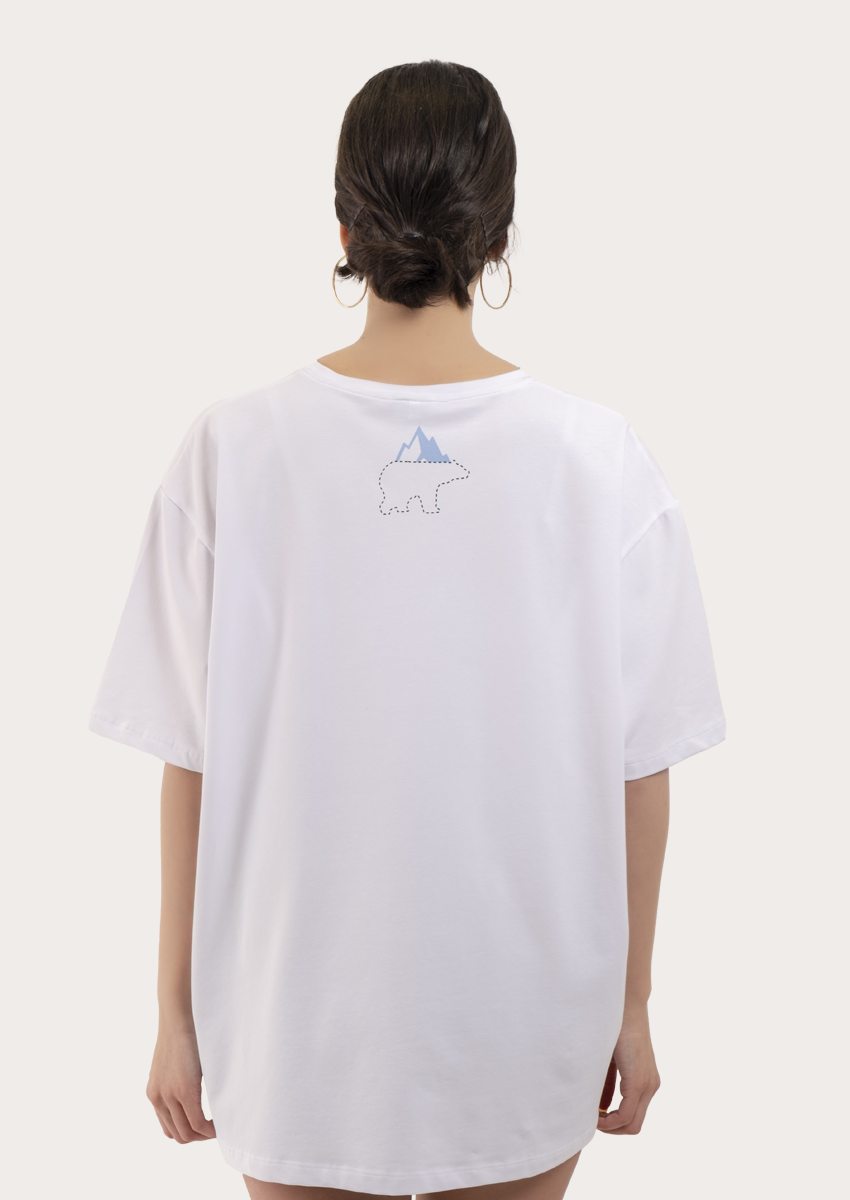 Kutup Ayısı Baskılı Oversize T-Shirt