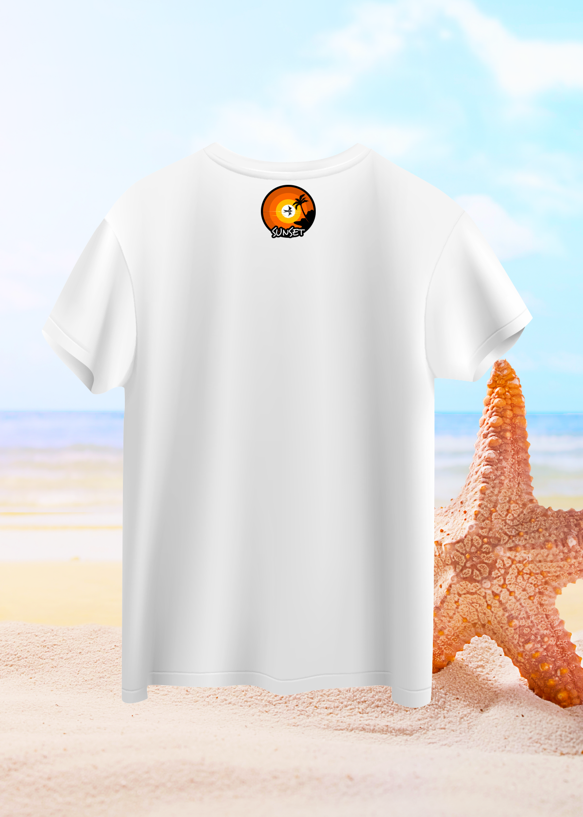  Crea-tshirt ‘Sunset ’ Ense baskılı Bisiklet Yaka  Beyaz  Erkek T-shirt