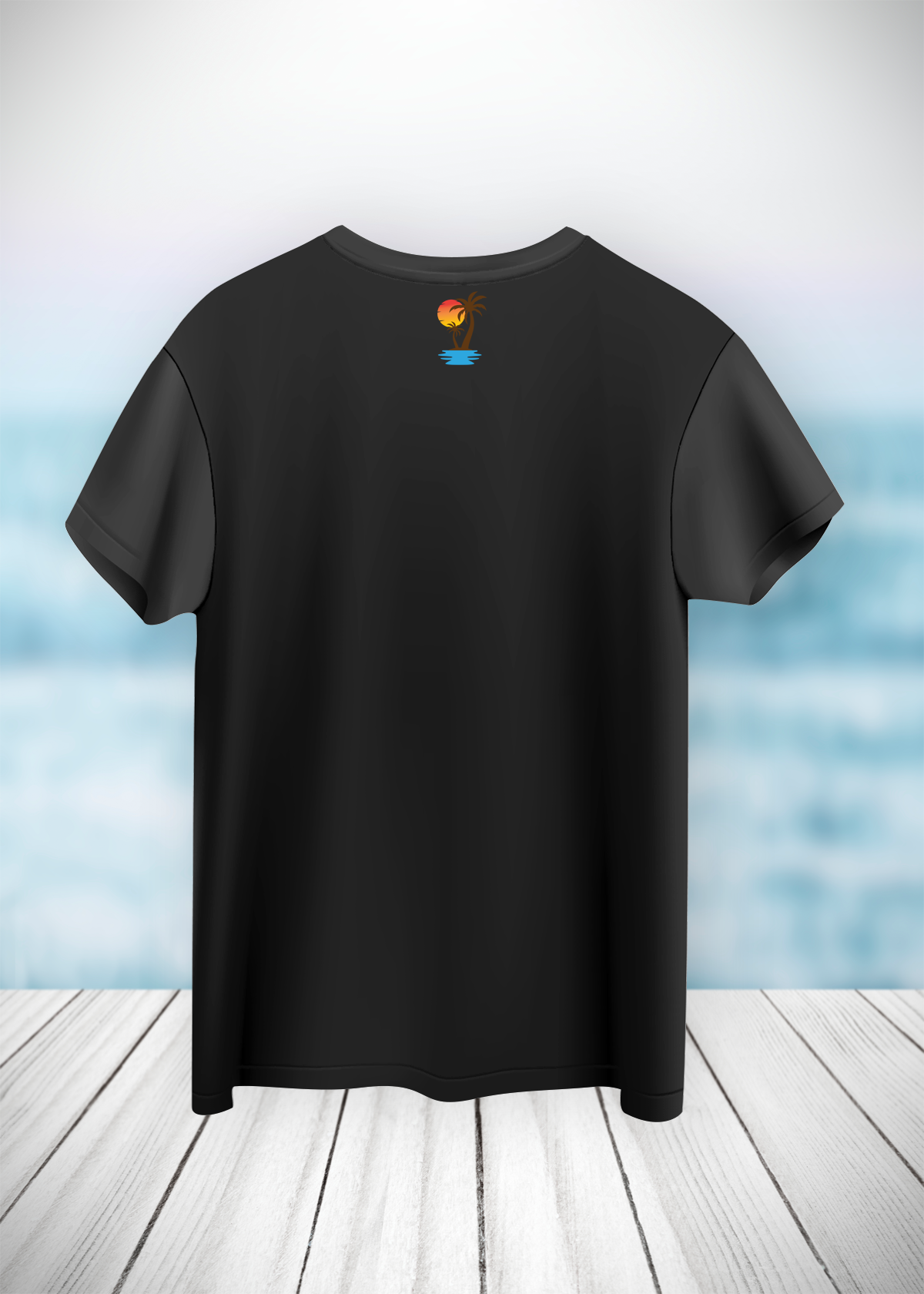  Crea-tshirt ‘Palm tree  ’ Ense baskılı Bisiklet Yaka Siyah T-shirt