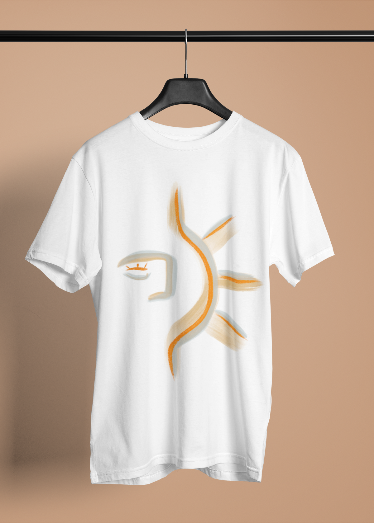 Crea-tshirt ‘ Free Sun ’ Ön baskılı Beyaz Bisiklet Yaka T-shirt